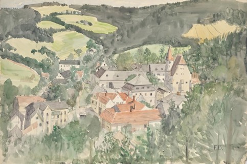 Village landscape, around 1910/1920. Creator: Franz Barwig.