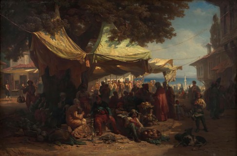 Constantinople market, 1868. Creator: Alois Schonn.