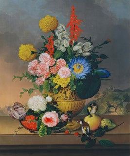 Still life with bouquet of flowers, 1828. Creator: Johann Knapp.