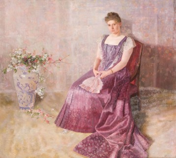 The purple state dress. Mrs. von Birkenreuth, 1891. Creator: Karl Mediz.