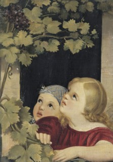 Two children at the window, 1840. Creator: Maria Beatrice.