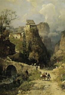 Gorge and hermitage of San Romedio near Val di Non, 1893. Creator: Robert Russ.