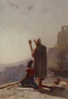 Muslims at Prayer on Housetop, 1867. Creator: Alberto Pasini.