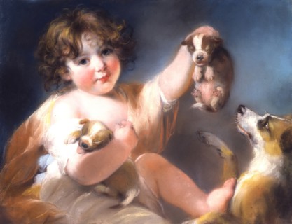 Child with Puppies, 1797. Creator: Unknown.