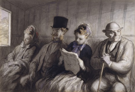 The First Class Carriage, 1864. Creator: Honore Daumier.