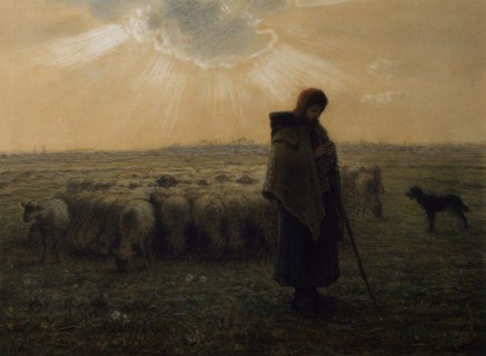 The Shepherdess and Her Flock, 1862-67. Creator: Jean Francois Millet.