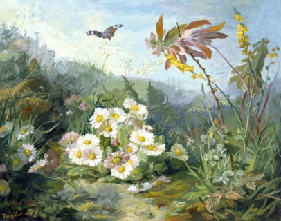 Wild Flowers and Butterfly, 1858. Creator: Jean Marie Reignier.