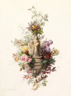 Holy Water Stoup with Figures of Faith, Hope and Charity, 1864. Creator: Jean Marie Reignier.