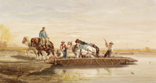 Ferry Horses, c1864. Creator: Jules Jacques Veyrassat.