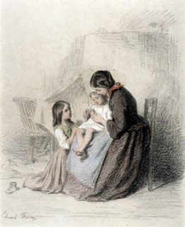 Interior with Woman Teaching Child to Pray, 1819-1886. Creator: Pierre Edouard Frere.