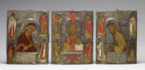 Three-Panel Icon with the "Deesis", 16th century. Creator: Unknown.