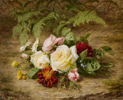 Still Life with Flowers, 1852. Creator: Simon Saint-Jean.