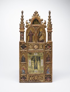 Wing of a Reliquary Diptych with the Crucifixion and Saints, c1355-1370. Creator: Tommaso da Modena.