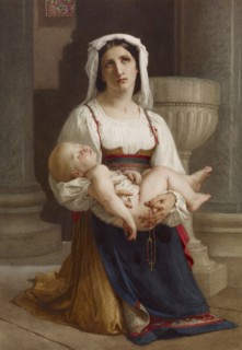 Italian Peasant Kneeling with Child, late 19th century. Creator: William-Adolphe Bouguereau.