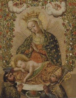 The Virgin Adoring the Christ Child with Two Saints, 18th century. Creator: Anon.