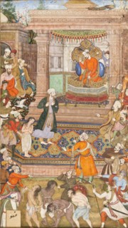 A Court Scene, Folio from a Manuscript of Sadi's Gulistan (Rose Garden), Colophon dated 1596. Creator: Basawan.