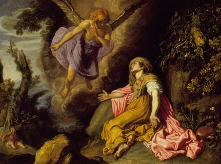 An angel appears and reveals a well of water to Hagar (Genesis 21:14-21) , 1614. Creator: Pieter Lastman.