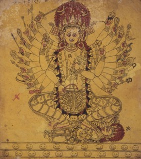 A Tantric Form of the Hindu Goddess Kali (Recto), Horse (Verso), Folio from a Book..., 17th century. Creator: Unknown.