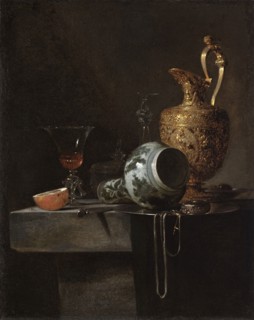 Still Life with a Porcelain Vase, Silver-gilt Ewer, and Glasses, between c1643 and c1644. Creator: Willem Kalf.
