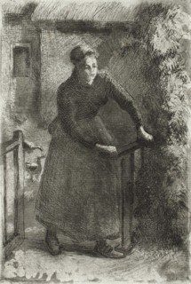 Femme à la barrière, 1889. Creator: Camille Pissarro.