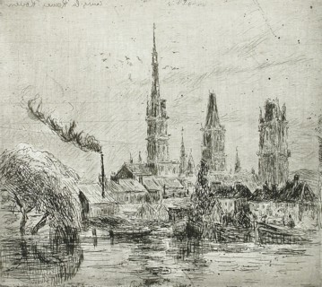 Cours-la-Reine, ou Bords de la Seine à Rouen, 1884. Creator: Camille Pissarro.