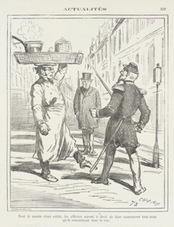 Tout le monde étant soldat, les officiers auront le droit de faire manoeuvrer..., 1871. Creator: Cham.
