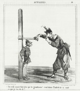 En voilà assez! Faut plus que tu grandisses! C'est dans l'intérêt de ta sante, ce que..., 1867. Creator: Cham.