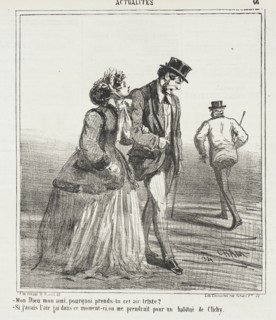 Mon Dieu, mon ami, pourquoi prends tu cet air triste? -Si j'avais l'air gai dans ce moment..., 1867. Creator: Cham.