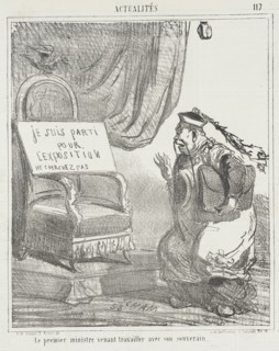 Le premier ministre venant travailler avec son souverain, 1867. Creator: Cham.