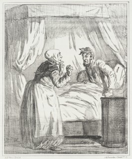 Je me sens malade! Allez chercher le médecin! -Oh monsieur! Je m'en garderais bien..., 1867. Creator: Cham.