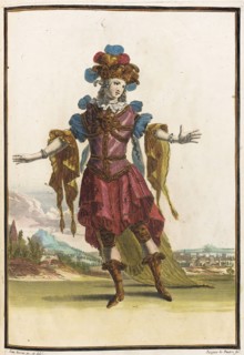 Recueil des modes de la cour de France, 'Habit Representant le Mistere au Balet du..., 1703-1704. Creators: Jean Berain, Jacques Le Pautre, Jean Doliver.