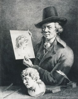 Self Portrait of the Artist Holding a Portrait of his Wife, 1796. Creator: Jean-Jacques de Boissieu.