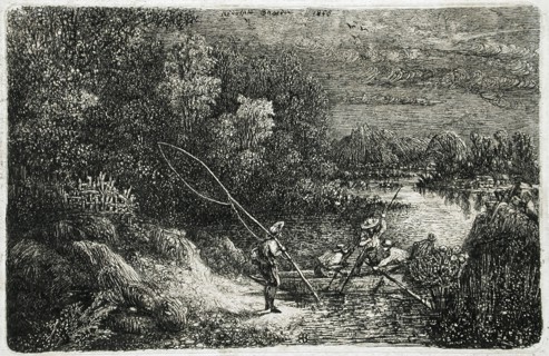 Fisherman in a Fantastic Landscape, 1868. Creator: Rodolphe Bresdin.