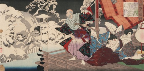 Taira No Kiyomori Seeing Skulls in the Snowy Garden, 1882. Creator: Tsukioka Yoshitoshi.