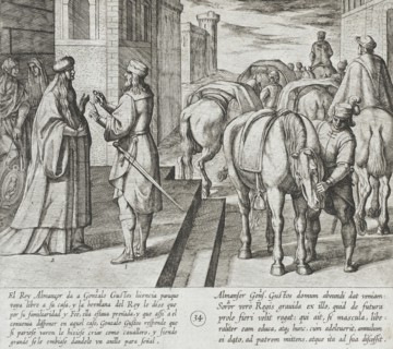 Gonzalo Gustos Outlines the Fate of His Unborn Child, Turning Over the Ring to be Given to...., 1612 Creator: Antonio Tempesta.