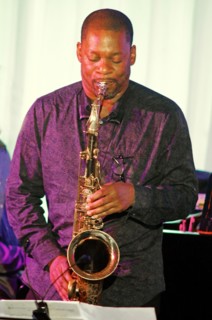 Ravi Coltrane and Andy Milne, Ravi Coltrane Quintet, Watermill Jazz Club, Dorking, Surrey, May 2018. Creator: Brian O'Connor.