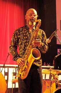 Denys Baptiste, Denys Baptiste Quartet, Battle Jazz Festival, Battle, East Sussex, July 2023. Creator: Brian O'Connor.