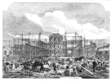 Progress of the building for the International Exhibition of 1862, (1861). Creator: Unknown.