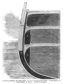 Section of the bows of H.M.S. Warrior, 1861. Creator: Unknown.