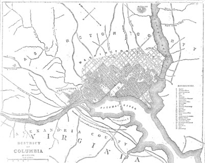 Map of the District of Columbia, 1861. Creator: Theodor Ettling.