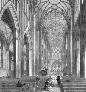 St. Mary Redcliff, Bristol, in process of restoration under the direction of Mr. G. Godwin..., 1861. Creator: Mason Jackson.