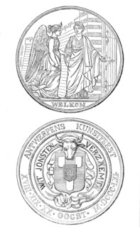 Medal struck by the City of Antwerp in commemoration of the Art Fetes, August, 1861. Creator: Unknown.