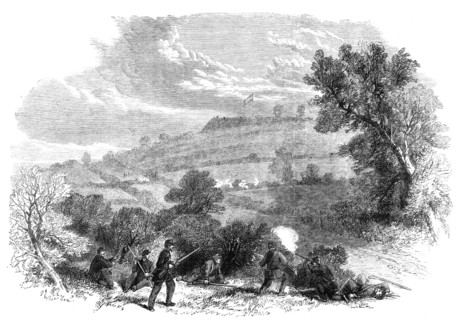 The Civil War in America: Munson's Hill, with the earthwork thrown up by the Confederates..., 1861. Creator: Unknown.