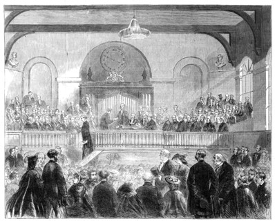 Lord Palmerston distributing certificates to the successful candidates in the recent Oxford..., 1861 Creator: Unknown.