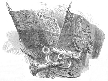 Colours and bugles presented to the London Rifle Brigade by the Lady Mayoress, 1861. Creator: Unknown.