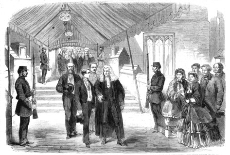 Opening of the Middle Temple Library by the Prince of Wales: His Royal Highness leaving the..., 1861 Creator: Unknown.