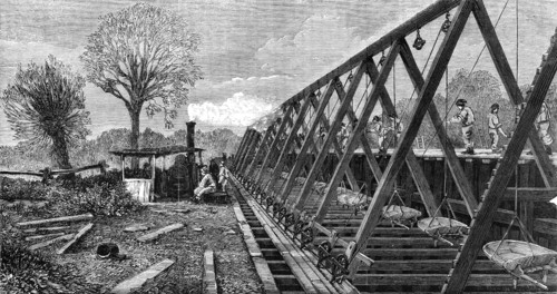London Main Drainage: barrow-hoist on the southern high-level sewer at Peckham, 1861. Creator: Unknown.