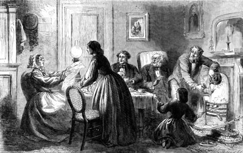 A Pearl among Women: Lady Dick's commotion - drawn by L. Huard, 1861. Creator: Dalziel Brothers.