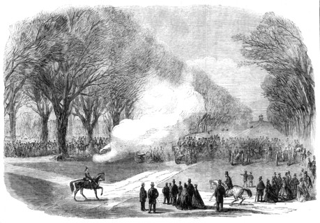 The Funeral of His Late Royal Highness the Prince Consort: firing minute guns in the Long..., 1861. Creator: Unknown.
