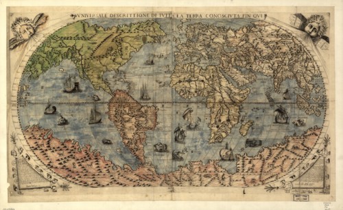 Vniversale descrittione di tvtta la terra conoscivta fin qvi, 1565. Creators: Paolo Forlani, Ferrando Bertelli.